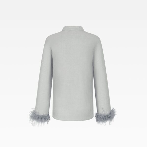 Wool Shirt with ostrich feather cuffs - Image 3