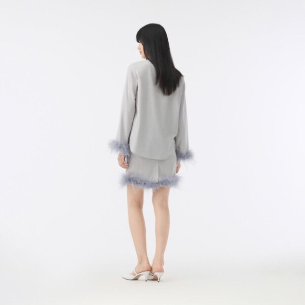 Wool Shirt with ostrich feather cuffs - Image 8